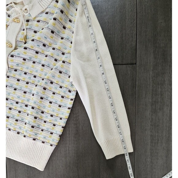 St John Sport Cardigan Sweater Wool Blend Collared Toggle Buttons XL Old Money - Picture 6 of 9